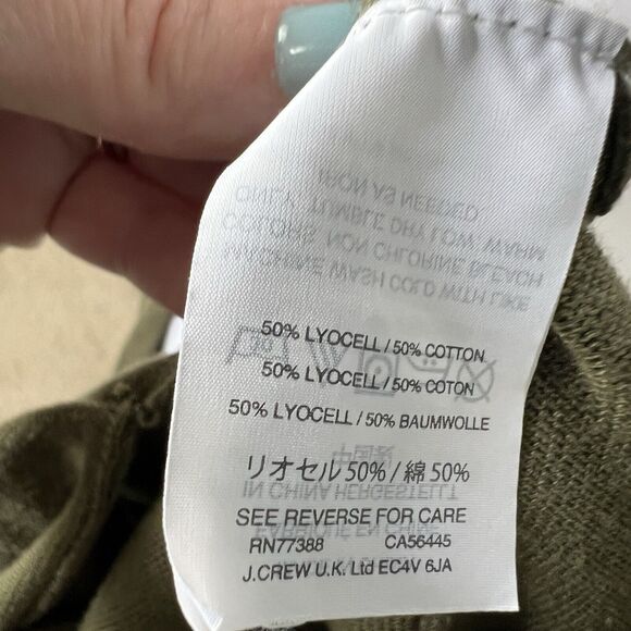 J.Crew Size M classic oversized long open front cardigan Olive Green *Flawed - Picture 6 of 7